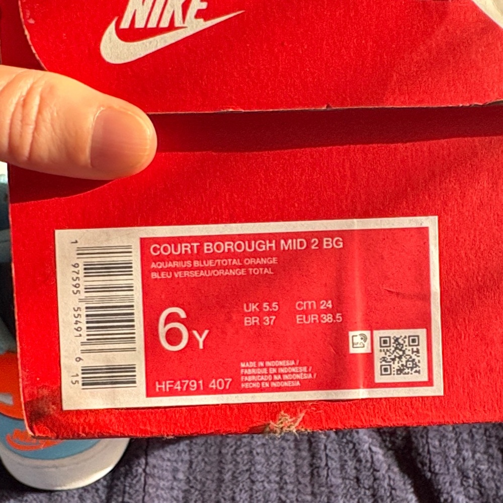 Nike Kids Light Blue and Orange High-Top Sneakers - Picture 7 of 7